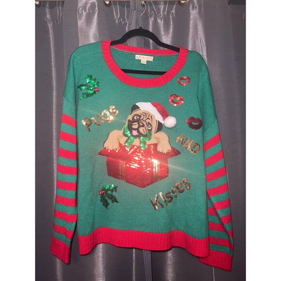 Ugly Christmas Sweater Size XL Pug Dog - Picture 1 of 3